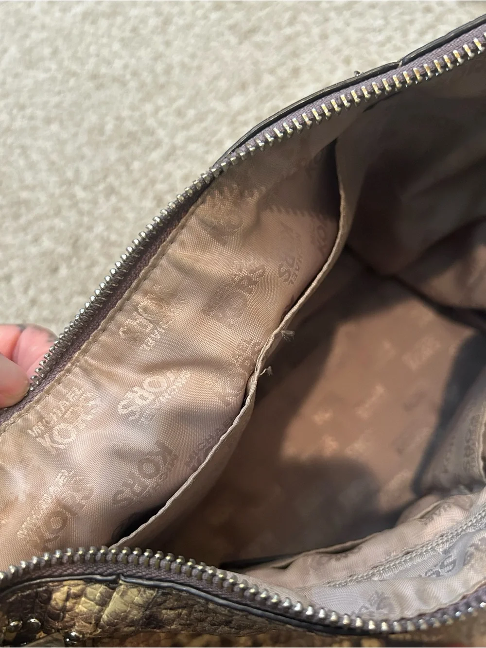Michael Kors Snake-Print Hobo Bag in Brown and Black